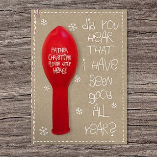 'please stop here' balloon christmas card by white knot