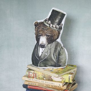 anthropomorphic bear reversible cushion by kayleigh radcliffe