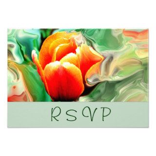 Tulip Suminagashi Art RSVP Postcard Personalized Invitations