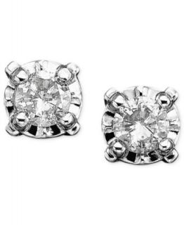 Diamond Earrings, 10k White Gold Diamond Stud Earrings (1/4 ct. t.w.)   Earrings   Jewelry & Watches