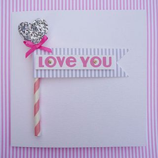 love you valentine's greeting card by buttongirl designs