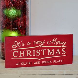 personalised very merry christmas sign by winning works