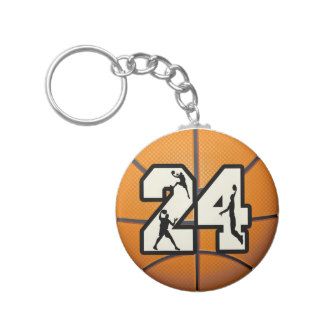 Number 24 Basketball Key Chain