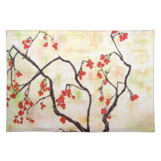 Beautiful Floral Painting cherry blossoms flower Placemats