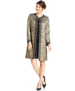 Kasper Suit, Collarless Embroidered Tweed Coat & Sheath Dress   Dresses   Women