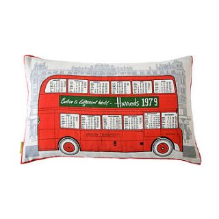 vintage 1979 harrods london bus cushion by hunted and stuffed