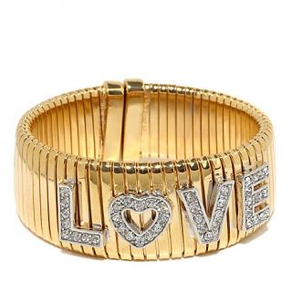 Real Collectibles by Adrienne® "Golden Jeweled Love" Crystal Flexible Cuff