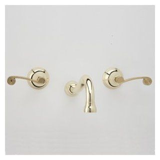 Phylrich DWL206OEB OEB Old English Brass Bathroom Faucets Wall Mount Spout Lav Set with Lever Handles   Touch On Bathroom Sink Faucets  