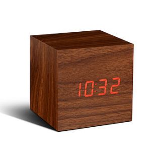 cube walnut click clock by gingko electronics