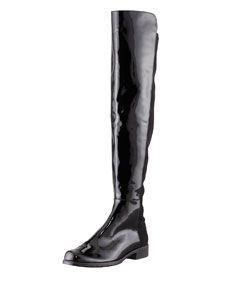 Stuart Weitzman 50/50 Patent Leather Knee High Boot, Black