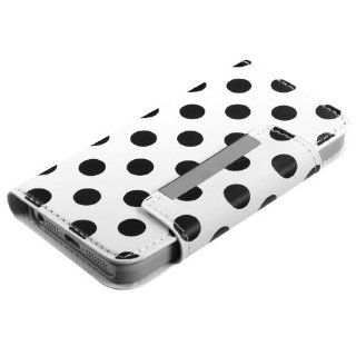MYBAT Black Polka Dots /White Frosted Book Style MyJacket Wallet (with card slot) (756) ( with Package ) for APPLE iPhone 5 Cell Phones & Accessories