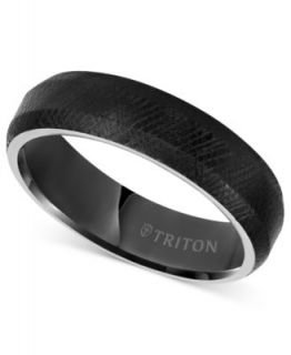 Triton Mens Ring, 8mm Black Tungsten Wedding Band   Rings   Jewelry & Watches