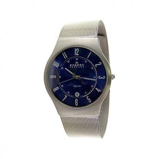 Denmark Men's Titanium Blue Dial Watch with Mesh Bracelet