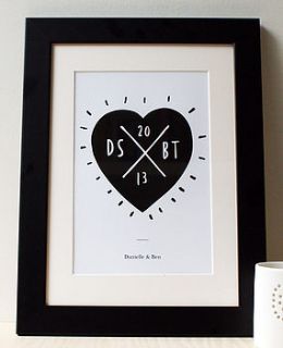 personalised couples initials print by old english company