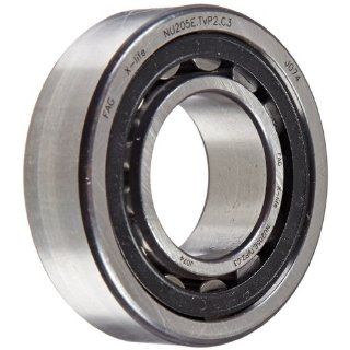 FAG NU205E TVP2 C3 Cylindrical Roller Bearing, Single Row, Straight Bore, Removable Inner Ring, High Capacity, Polyamide Cage, C3 Clearance, 25mm ID, 52mm OD, 15mm Width