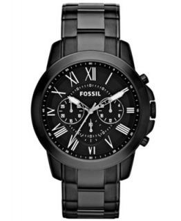 Fossil Mens Chronograph Diamond Accent Black Ion Plated Stainless Steel Bracelet Watch 45mm FS4531   Watches   Jewelry & Watches