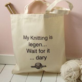 'legendary knitting tote bag' by kelly connor designs knitting bags and gifts