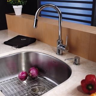 Kraus Kitchen Combo Set Stainless Steel 23 inch Undermount Sink with Faucet Kraus Sink & Faucet Sets