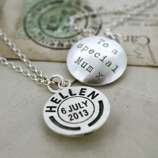 personalised postmarked letter necklace by nicola crawford