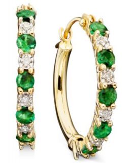 10k Gold Ruby (3/4 ct. t.w.) & Diamond Accent Hoop Earrings   Earrings   Jewelry & Watches