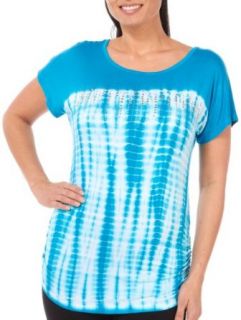B.L.E.U. Womens Tie Dye Embellished Knit Top X Large Deep aqua