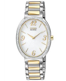 Citizen Womens Eco Drive Allura Diamond Accent Two Tone Stainless Steel Bracelet Watch 35x27mm EX1224 58A   Watches   Jewelry & Watches