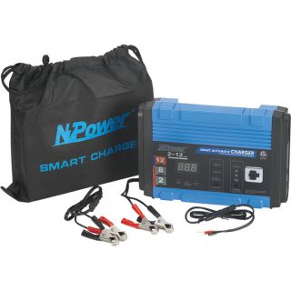 NPower Automatic Battery Charger/Maintainer — 2/8/12 Amp Charge Rate, 12 Volt Batteries  Battery Chargers