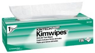 Kimberly Clark Kimtech Science 34133 Kimwipes Delicate Task Disposable Wiper, 11 51/64" Length x 11 51/64" Width, White (15 Boxes of 196) Cleaning Dust Cloths