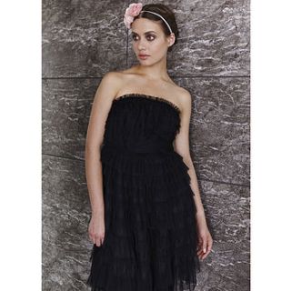 eloise ruffle dress in black by rise boutique