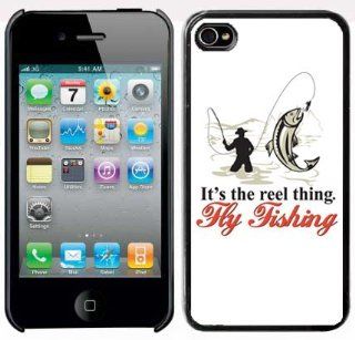 Apple iPhone 4 4S 4G Black 4B199 Hard Back Case Cover Color It's the Reel thing Fly Fishing Cell Phones & Accessories