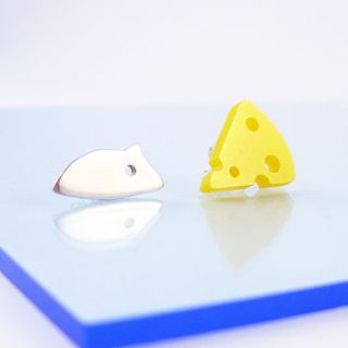 mouse and cheese earrings by i am acrylic