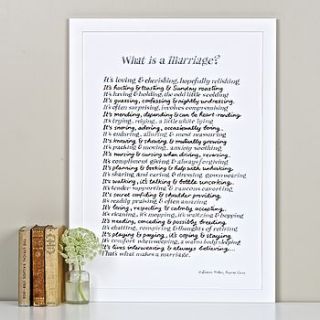 hand inked framed marriage poem a2 print by bespoke verse