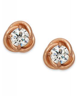 B. Brilliant 18k Rose Gold over Sterling Silver Earrings, Cubic Zirconia Love Knot Stud Earrings (1 ct. t.w.)   Earrings   Jewelry & Watches