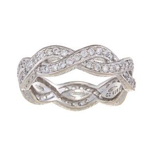 Tacori IV Platinum/ Silver Clear CZ 'Epiphany' Cross over Eternity Band Tacori Designer Rings