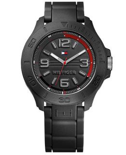Tommy Hilfiger Watch, Mens Black Silicone Strap 46mm 1790944   Watches   Jewelry & Watches