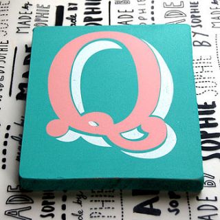 letter q screen printed wooden block by made by sophie