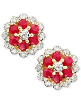 10k White Gold Sapphire (1/2 ct. t.w.) & Diamond (1/10 ct. t.w.) Earrings   Earrings   Jewelry & Watches