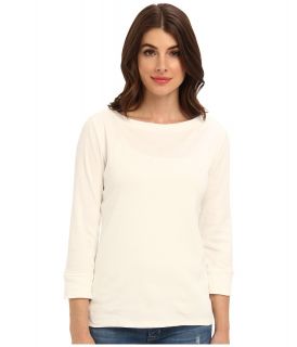 Jones New York 3/4 Sleeve Boat Neck w/ Buttons Womens Long Sleeve Pullover (White)