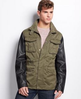 X Ray Jacket, Faux Leather Sleeve Jacket   Coats & Jackets   Men