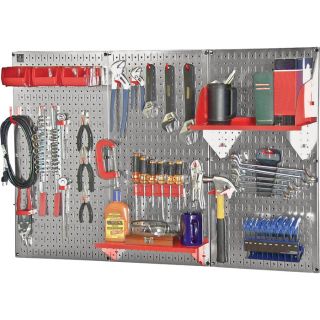 Wall Control Slotted Pegboard Industrial Workstation Accessory Kit   Red, Model
