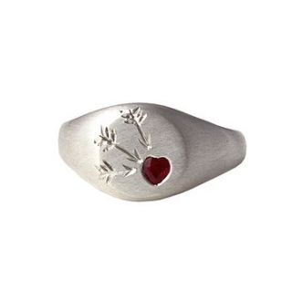 silver and ruby cupid signet ring by rock cakes