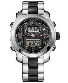 Tommy Hilfiger Watch, Mens Analog Digital Black Matte and Stainless Steel Bracelet 46mm 1790949   Watches   Jewelry & Watches