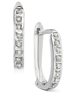 14k White Gold Earrings, Diamond Accent Hoop   Earrings   Jewelry & Watches