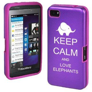 Purple Blackberry Z10 Aluminum & Silicone Hard Case Cover R182 Keep Calm and Love Elephants Cell Phones & Accessories