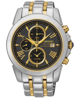 Seiko Mens Chronograph Le Grand Sport Solar Two Tone Stainless Steel Bracelet Watch 42mm SSC194   Watches   Jewelry & Watches