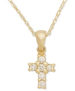 Diamond Necklace, 14k Gold Cross Diamond Pendant (1/8 ct. t.w.)   Necklaces   Jewelry & Watches