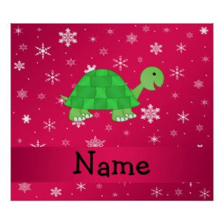 Personalized name turtle pink snowflakes print
