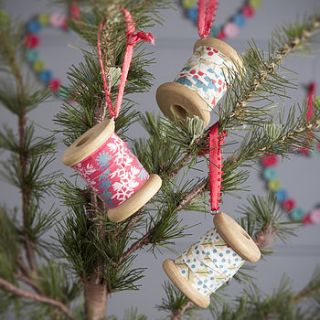 cotton reel christmas tree decoration by the contemporary home
