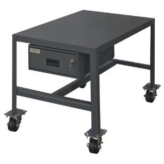 Durham Steel Mobile Medium Duty Machine Table with Drawer, MTDM244842 2K195, 1 Shelves, 2000 lbs Capacity, 48" Length x 24" Width x 42" Height, Powder Coat Finish Science Lab Benches