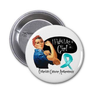 Ovarian Cancer Fight Like a Girl Rosie The Riveter Pinback Button